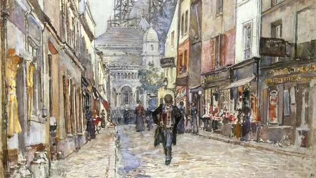 La Rue Du Chevalier De La Barre Avec Le Sacre Cœur En Construction