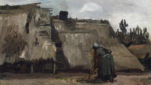 Peasant Woman Digging in Front of Her Cottage