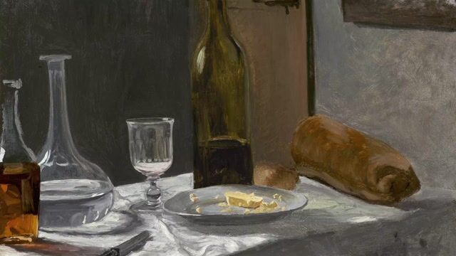 Still Life with Bottle, Carafe, Bread, and Wine
