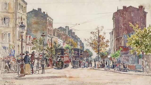 Tramways a Imperiale Dans Une Avenue De Paris En 1901