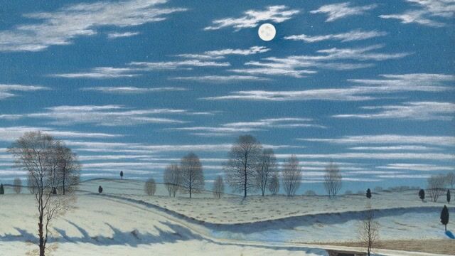 Winter Landscape with Moon