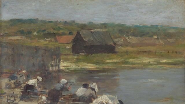 Washerwomen at the Edge of the Pond